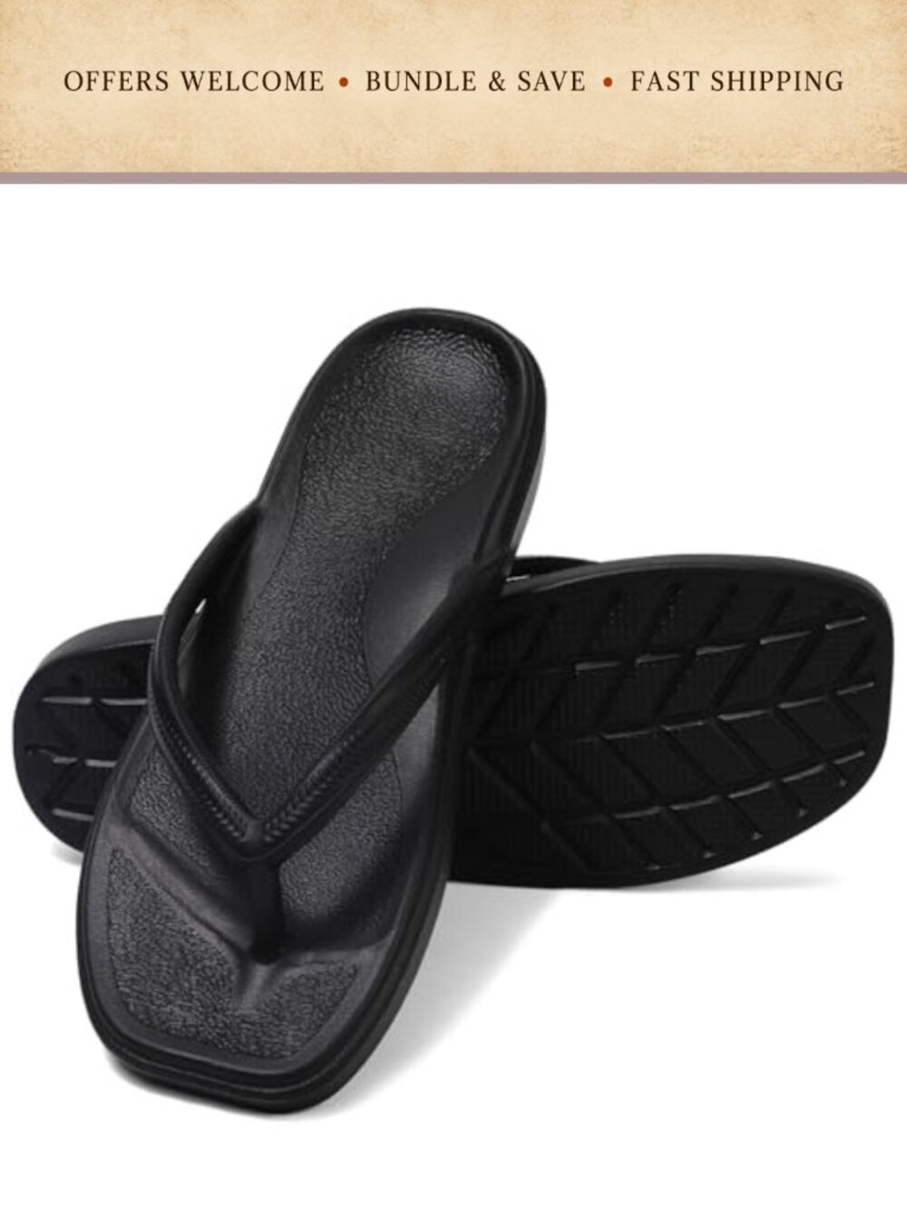 Women's Square Toe Flip Flops Slip On Thong Sandals with Arch Support
